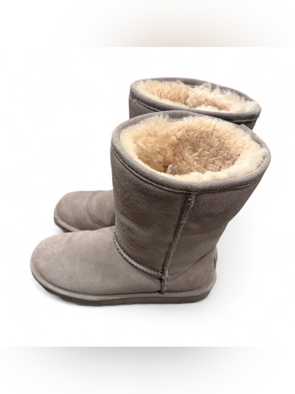 BearPaw Taupe Shearling-Lined Mid-Calf Suede Boots